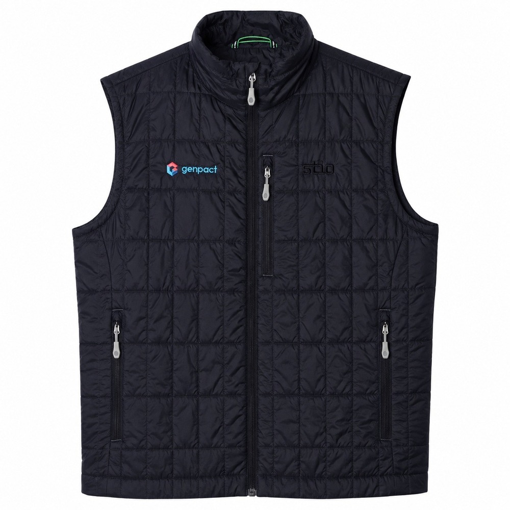 Stio Azura Insulated Vest Mens Large Black PrimaLoft Genpact Logo Gorpcore